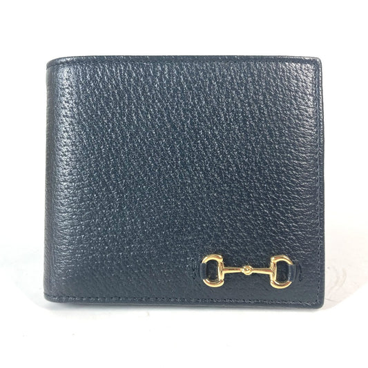 GUCCI 700464 ミニウォレット ホースビット コンパクトウォレット 2つ折り財布 レザー メンズ ブラック
