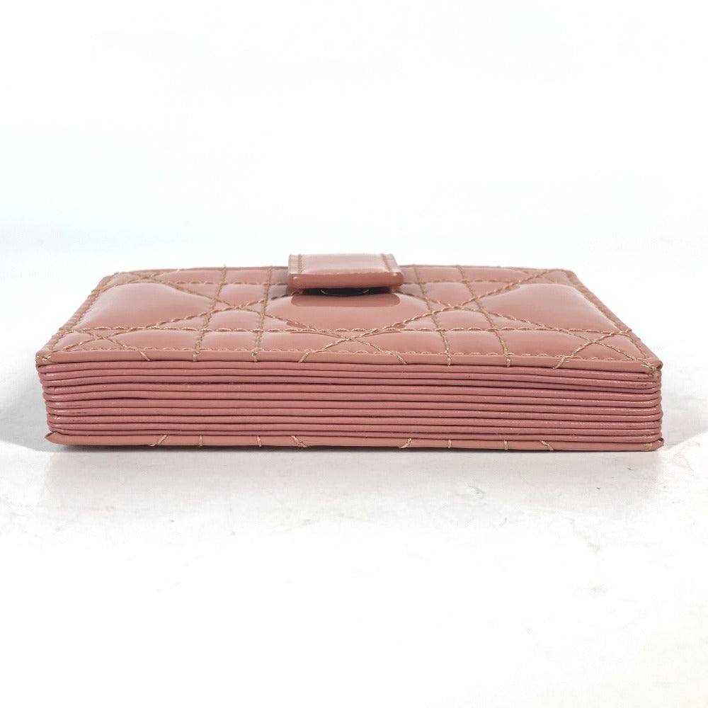 Dior カナージュ ロゴチャーム レディディオール 名刺入れ パスケース アコーディオン エナメル カードケース パテントレザー レディース ピンク - brandshop-reference