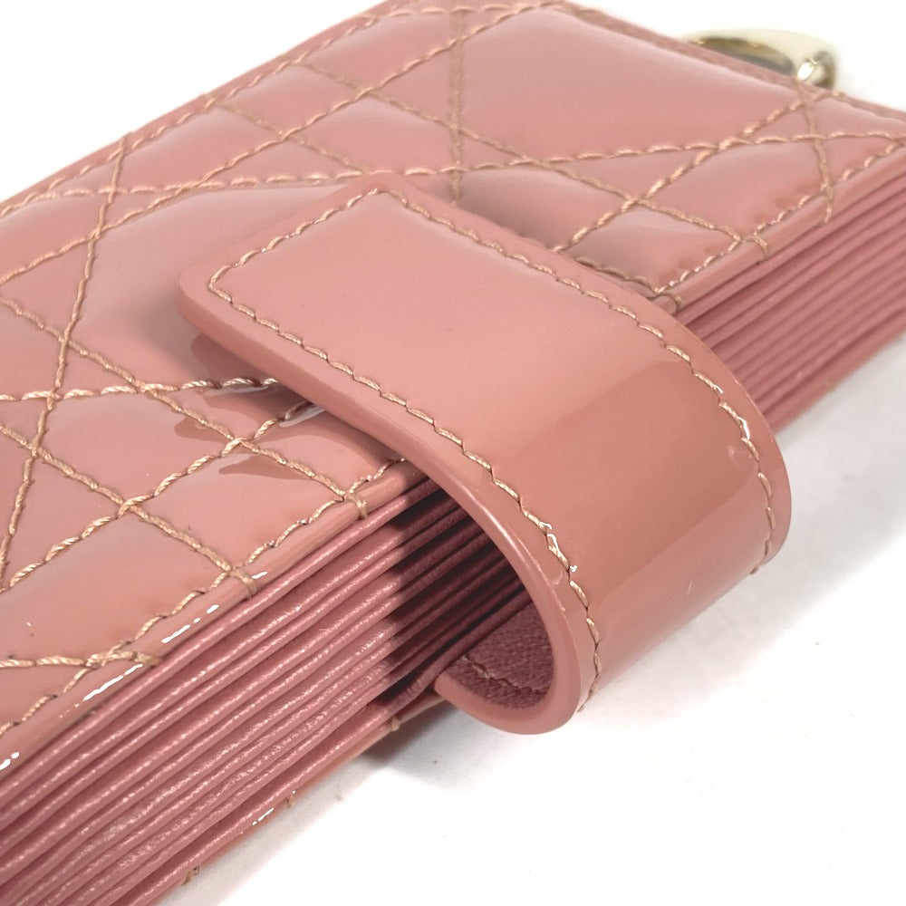 Dior カナージュ ロゴチャーム レディディオール 名刺入れ パスケース アコーディオン エナメル カードケース パテントレザー レディース ピンク - brandshop-reference