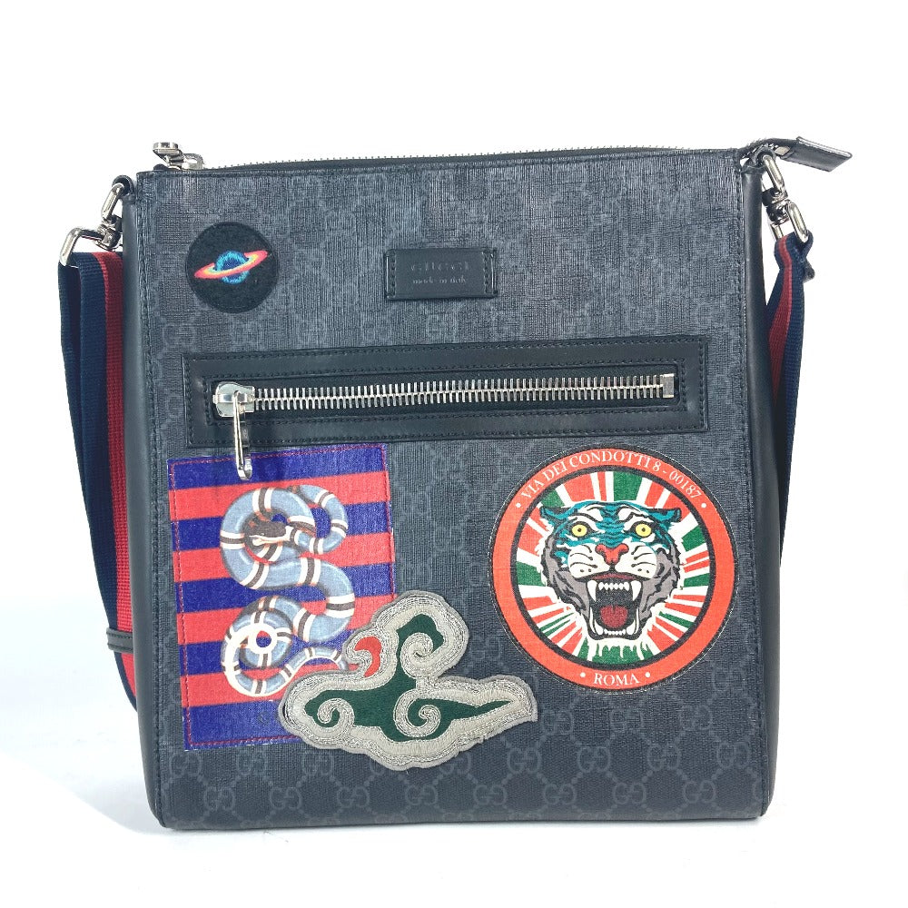 GUCCI 474137 GG タイガー ワッペン クーリエ 斜め掛け カバン メッセンジャーバッグ ショルダーバッグ GGスプリームキャンバス メンズ ブラックxマルチカラー - brandshop-reference