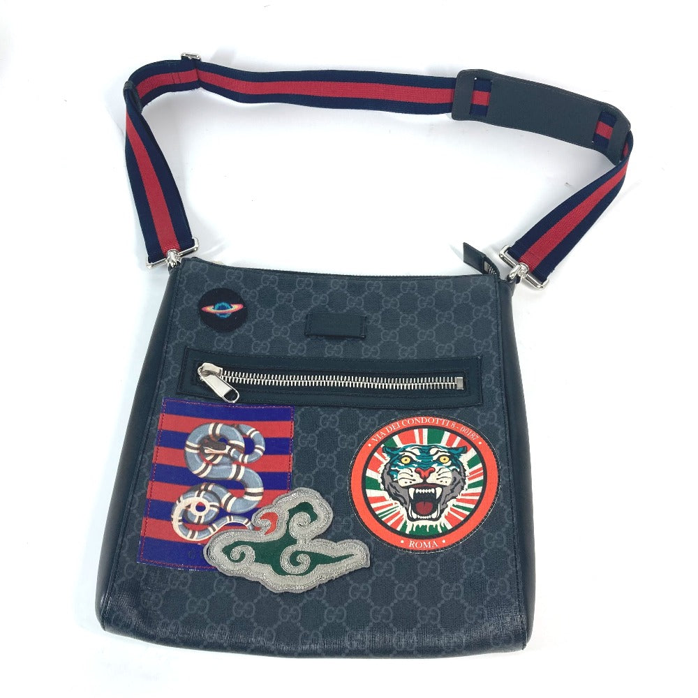 GUCCI 474137 GG タイガー ワッペン クーリエ 斜め掛け カバン メッセンジャーバッグ ショルダーバッグ GGスプリームキャンバス メンズ ブラックxマルチカラー - brandshop-reference