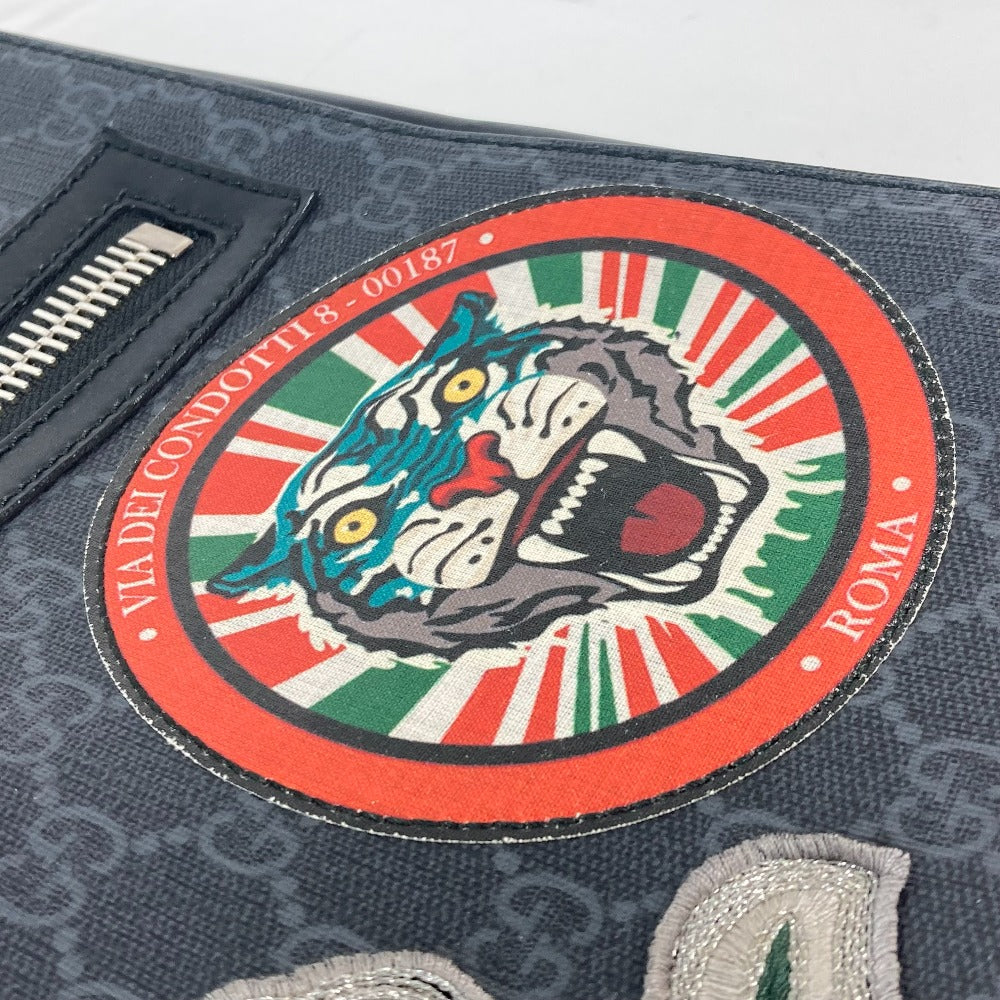 GUCCI 474137 GG タイガー ワッペン クーリエ 斜め掛け カバン メッセンジャーバッグ ショルダーバッグ GGスプリームキャンバス メンズ ブラックxマルチカラー - brandshop-reference