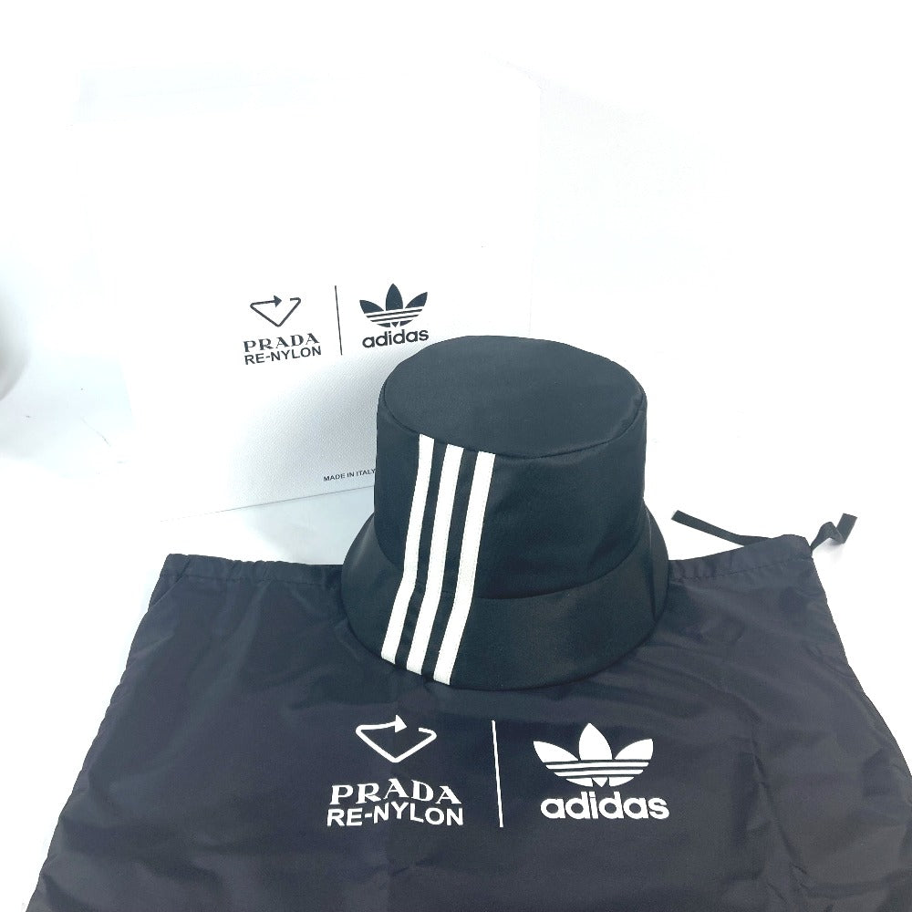 PRADA 2HC137 三角ロゴプレート スリーストライプス adidas アディダス コラボ ハット帽 帽子 バケットハット ボブハット ハット ナイロン ユニセックス ブラック - brandshop-reference