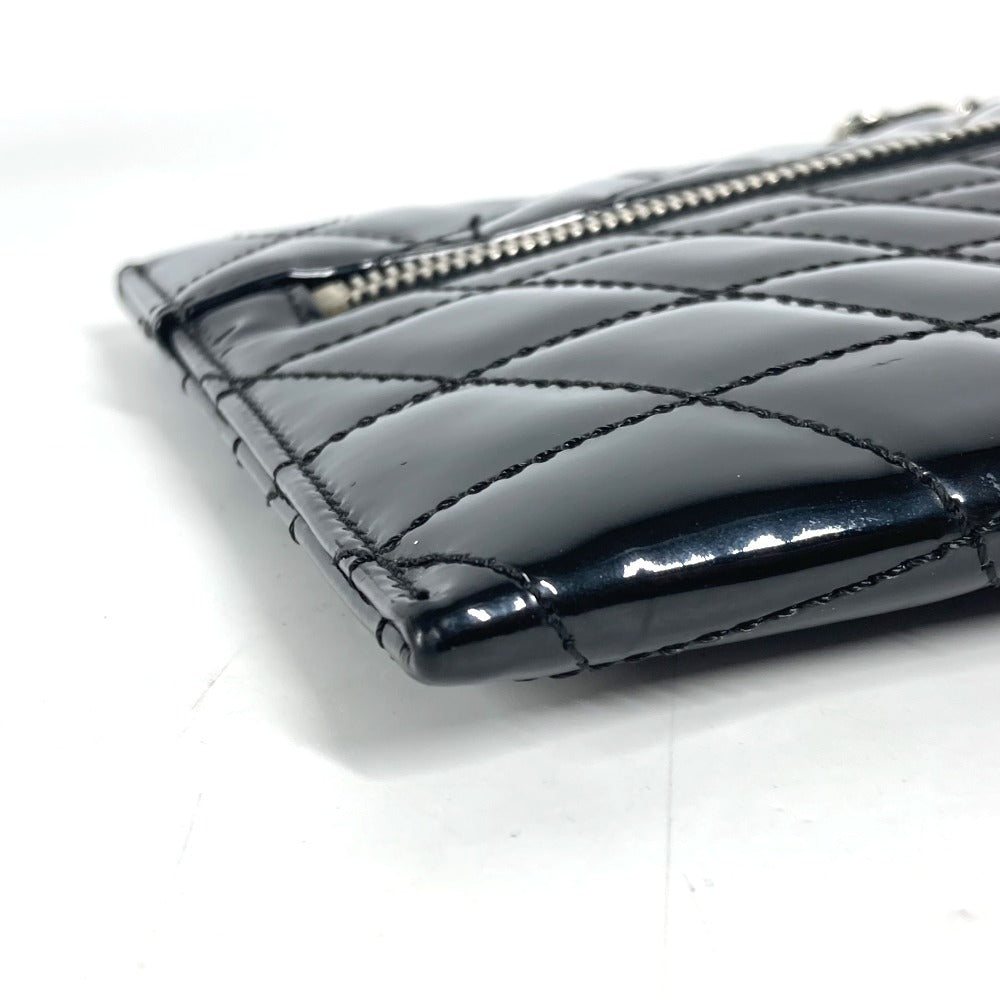 CHANEL チェーンストラップ付 CC ココマーク ロゴ キルティング カバン ポーチ クラッチバッグ パテントレザー レディース ブラック
