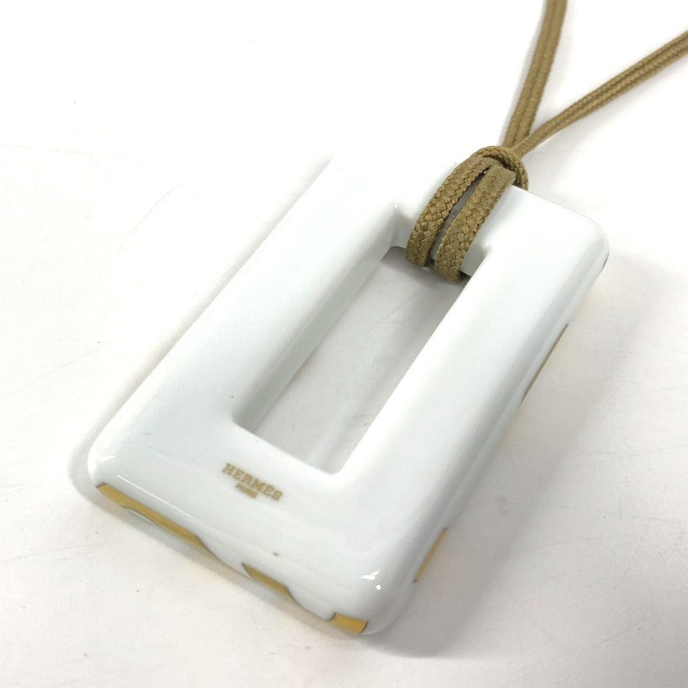 HERMES アクセサリー 陶器 ネックレス ポーセリン レディース ホワイト