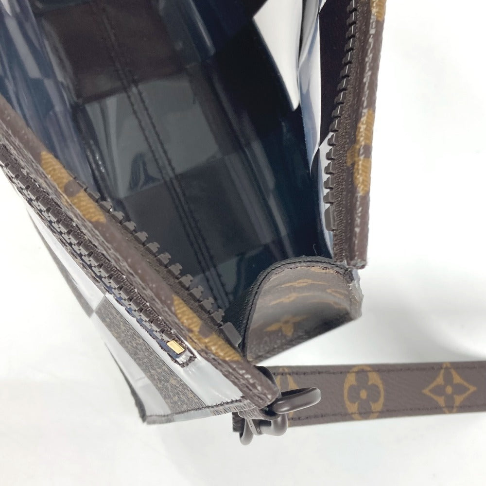 LOUIS VUITTON M81588 モノグラム チェス ダミエ スタンド ポーチ ポーチ カバン ストラップ付 クラッチバッグ ビニール ユニセックス ブラウン