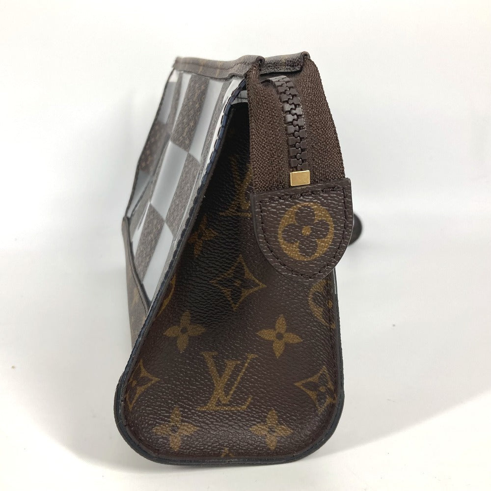 LOUIS VUITTON M81588 モノグラム チェス ダミエ スタンド ポーチ ポーチ カバン ストラップ付 クラッチバッグ ビニール ユニセックス ブラウン