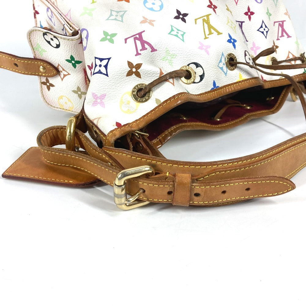 LOUIS VUITTON M42229 Monogram Multicolore Petit Noé Drawstring Shoulder Bag in Monogram Multicolore Canvas, Women's, Blanc and White