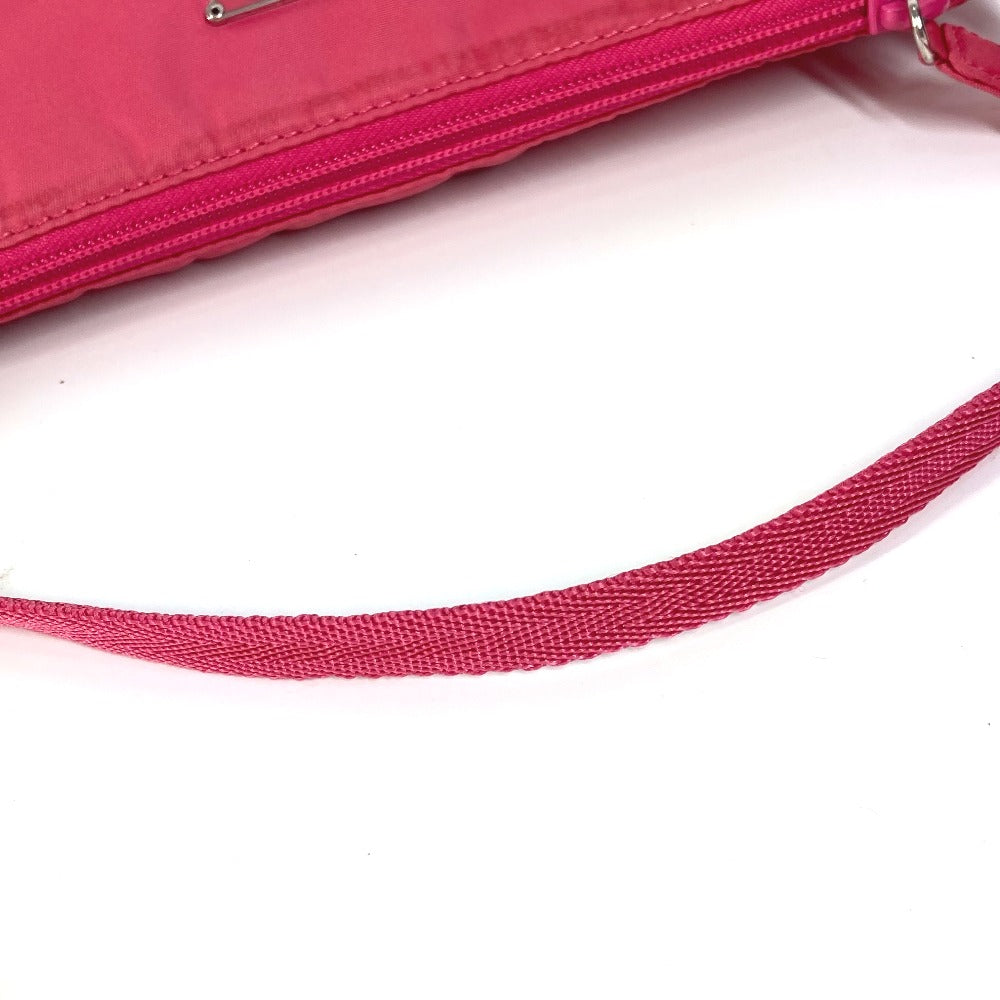PRADA MV633 トライアングルロゴ 三角ロゴ プレート カバン 肩掛け ハンドバッグ アクセサリーポーチ ショルダーバッグ ナイロン レディース ピンク