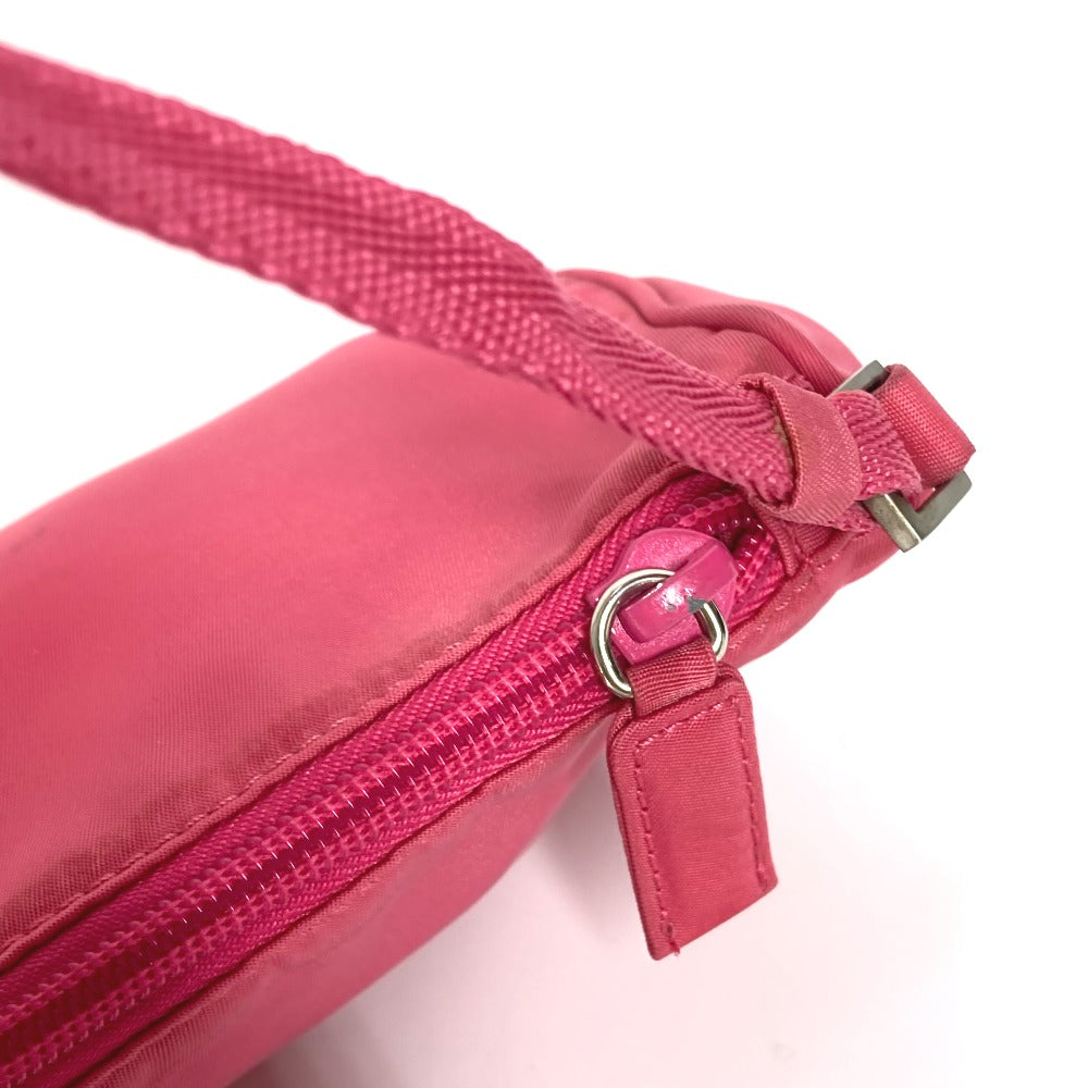 PRADA MV633 トライアングルロゴ 三角ロゴ プレート カバン 肩掛け ハンドバッグ アクセサリーポーチ ショルダーバッグ ナイロン レディース ピンク