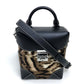 MCM MWR8ABF30EG001 Logo Lock Hardware Leopard Print 2-Way Shoulder Bag in Pony/Leather, Women's, Beige/Black