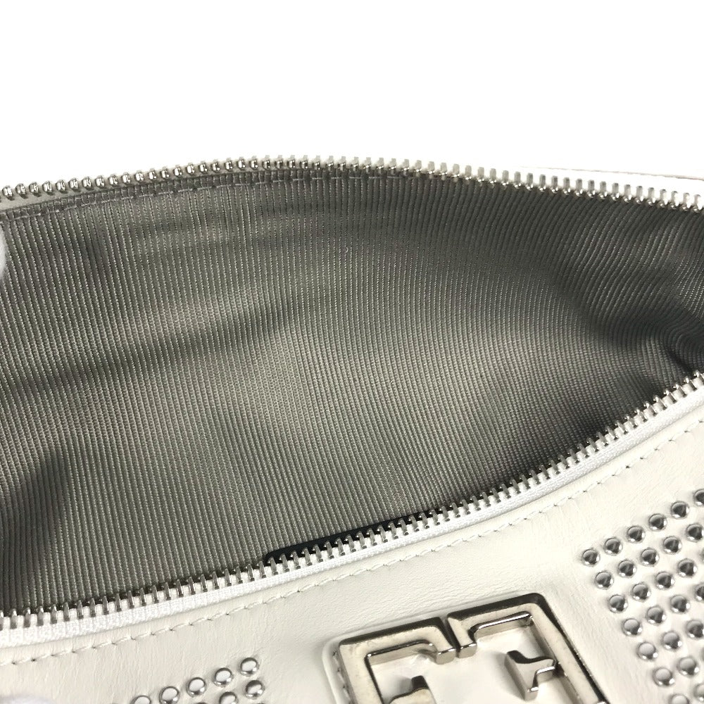 FURLA Studded Isola Chain Waist Bag/Body Bag in Leather, Women's, White with Silver Hardware