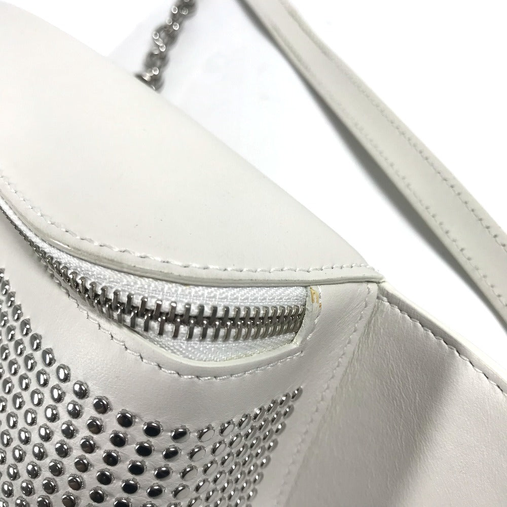 FURLA Studded Isola Chain Waist Bag/Body Bag in Leather, Women's, White with Silver Hardware