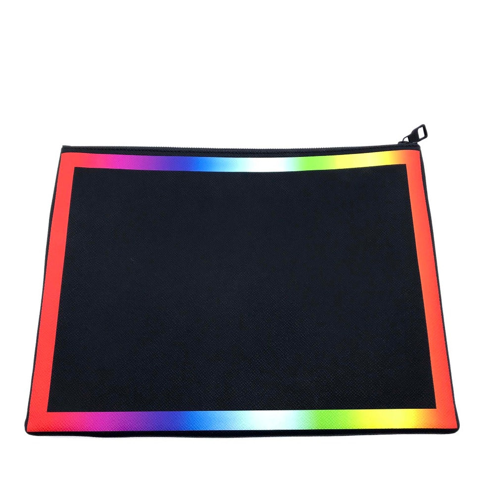 LOUIS VUITTON M30347 Taiga Pochette A4 Chain Clutch Bag in Taiga Leather, Men's, Noir x Rainbow