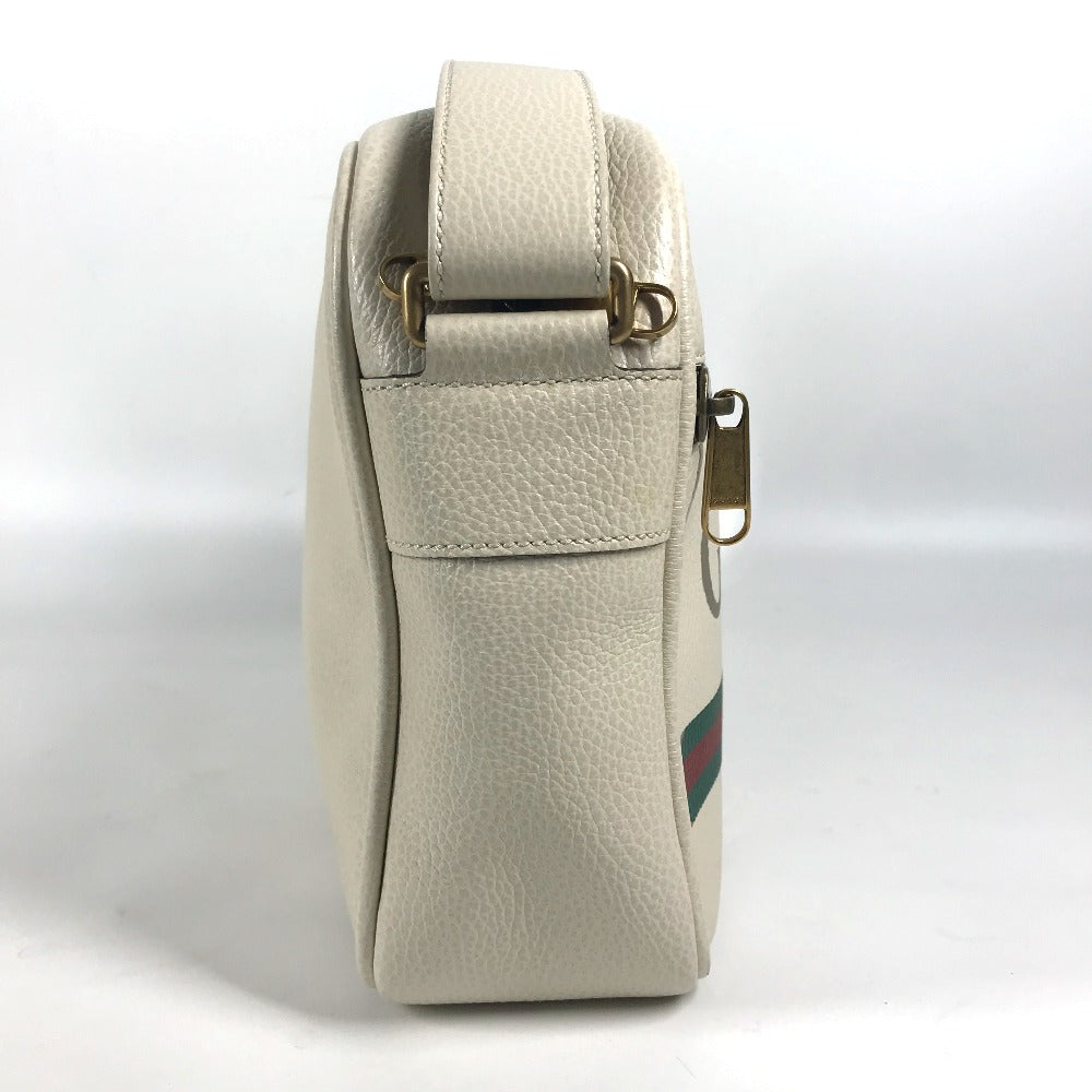 GUCCI 523589 ロゴプリント カバン メッセンジャーバッグ ショルダーバッグ レザー レディース ホワイト