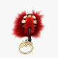 FENDI リアルファー モンスター FF柄 ビジュー付き キーリング ファー ユニセックス レッド レッド×ブラウン