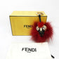 FENDI リアルファー モンスター FF柄 ビジュー付き キーリング ファー ユニセックス レッド レッド×ブラウン