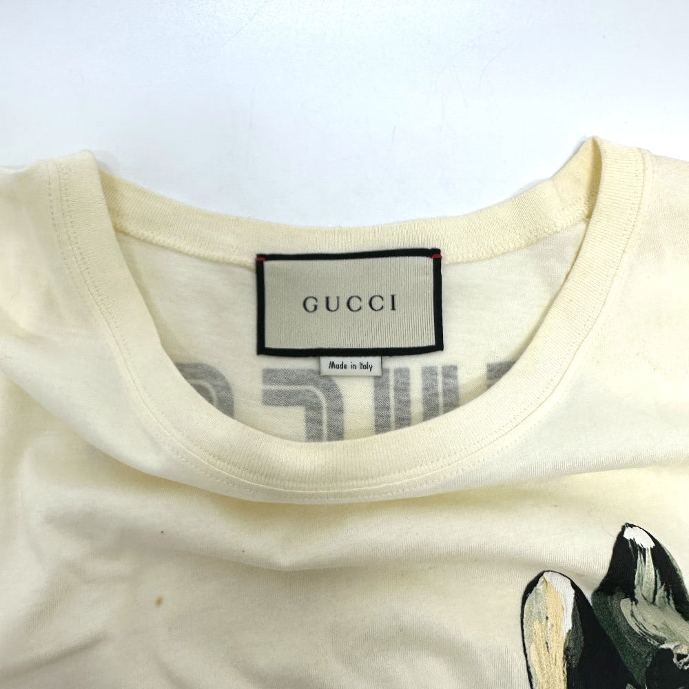 GUCCI 492347 ANIMISMO Bambi Print Apparel Top, Short Sleeve Cotton T-Shirt, Men's, Ivory