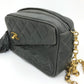 CHANEL CC Coco Mark Matelasse Fringe Single Chain Shoulder Bag in Lambskin, Gray