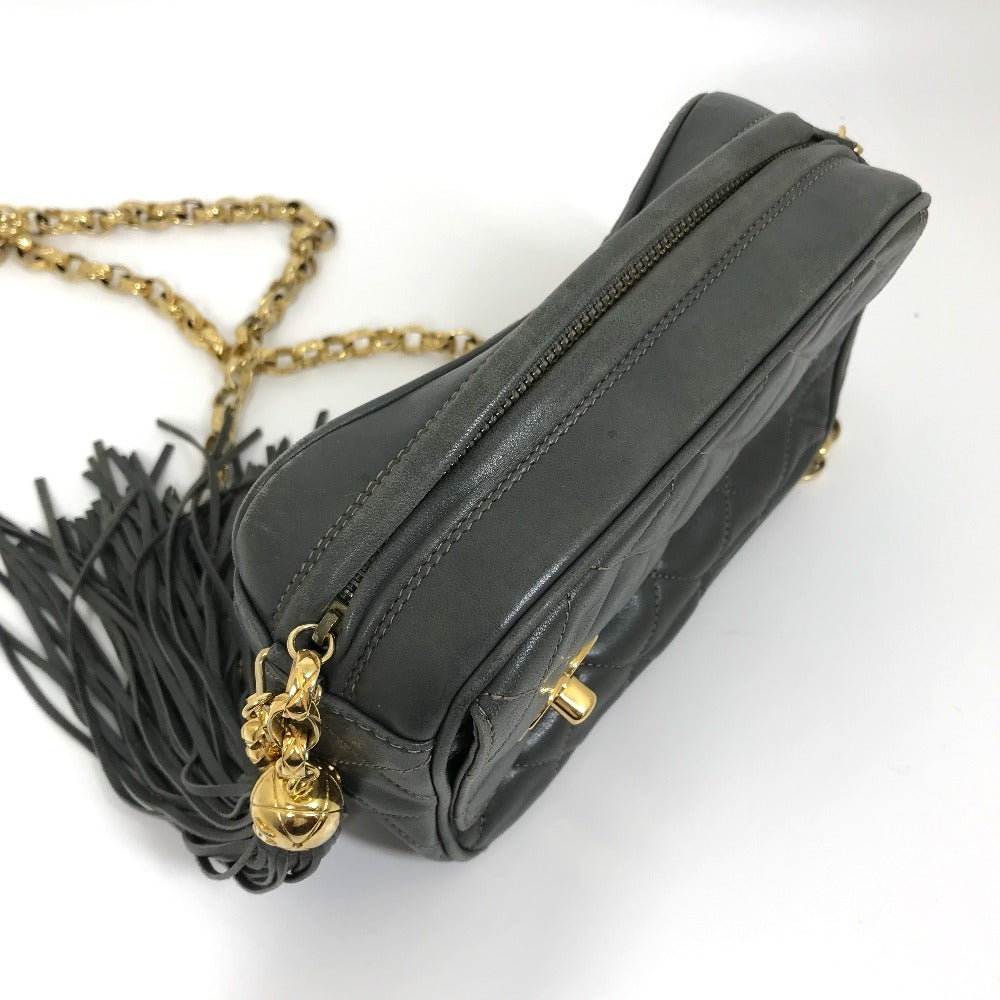 CHANEL CC Coco Mark Matelasse Fringe Single Chain Shoulder Bag in Lambskin, Gray