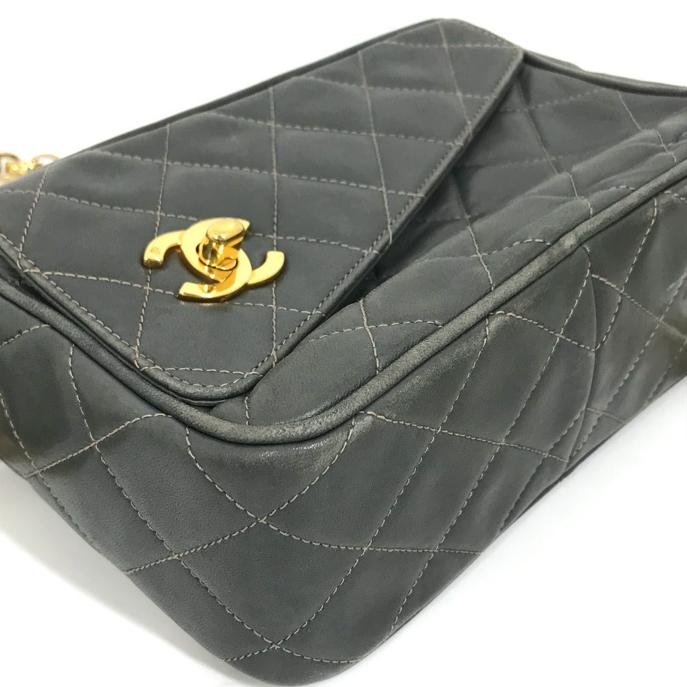 CHANEL CC Coco Mark Matelasse Fringe Single Chain Shoulder Bag in Lambskin, Gray
