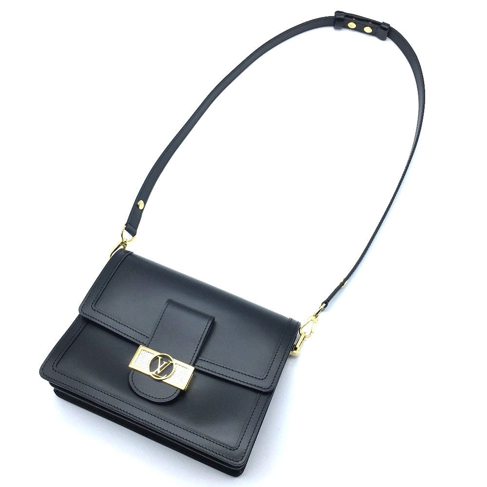 LOUIS VUITTON M55821 LV Lock Chain Dauphine MM 2-Way Shoulder Bag in Calfskin, Noir and Black