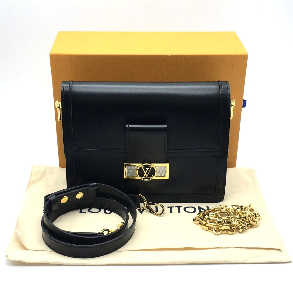 LOUIS VUITTON M55821 LV Lock Chain Dauphine MM 2-Way Shoulder Bag in Calfskin, Noir and Black