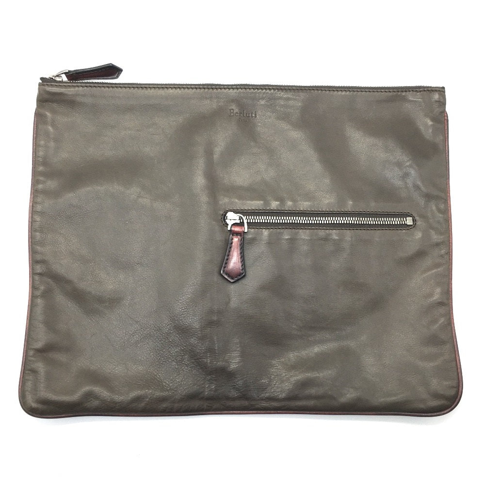 Berluti Calligraphy Inside Bag, Second Bag/Clutch Bag, Leather, Men's, Brown