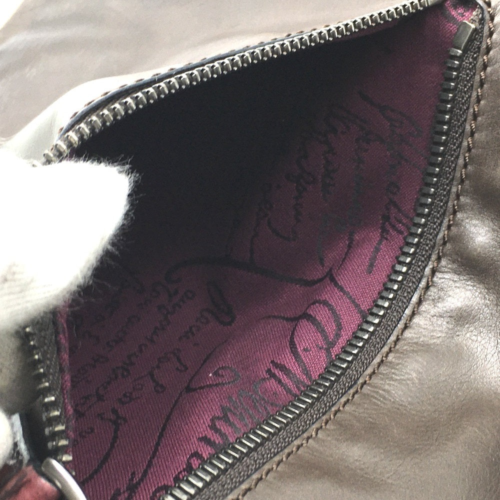 Berluti Calligraphy Inside Bag, Second Bag/Clutch Bag, Leather, Men's, Brown