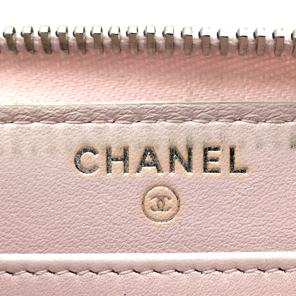 CHANEL Cruise Line Deauville Round Zip Long Wallet in Tweed, Women's, Pink