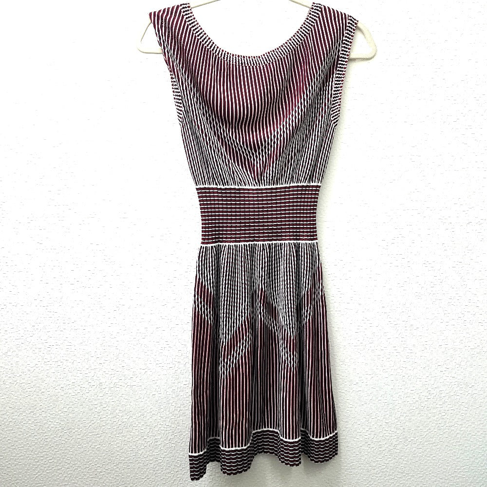 CHANEL P47925 Striped Summer Dress, Sleeveless, Rayon, Women's, Black, Black x Red x White