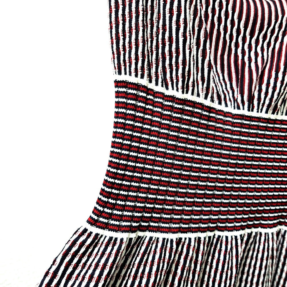 CHANEL P47925 Striped Summer Dress, Sleeveless, Rayon, Women's, Black, Black x Red x White