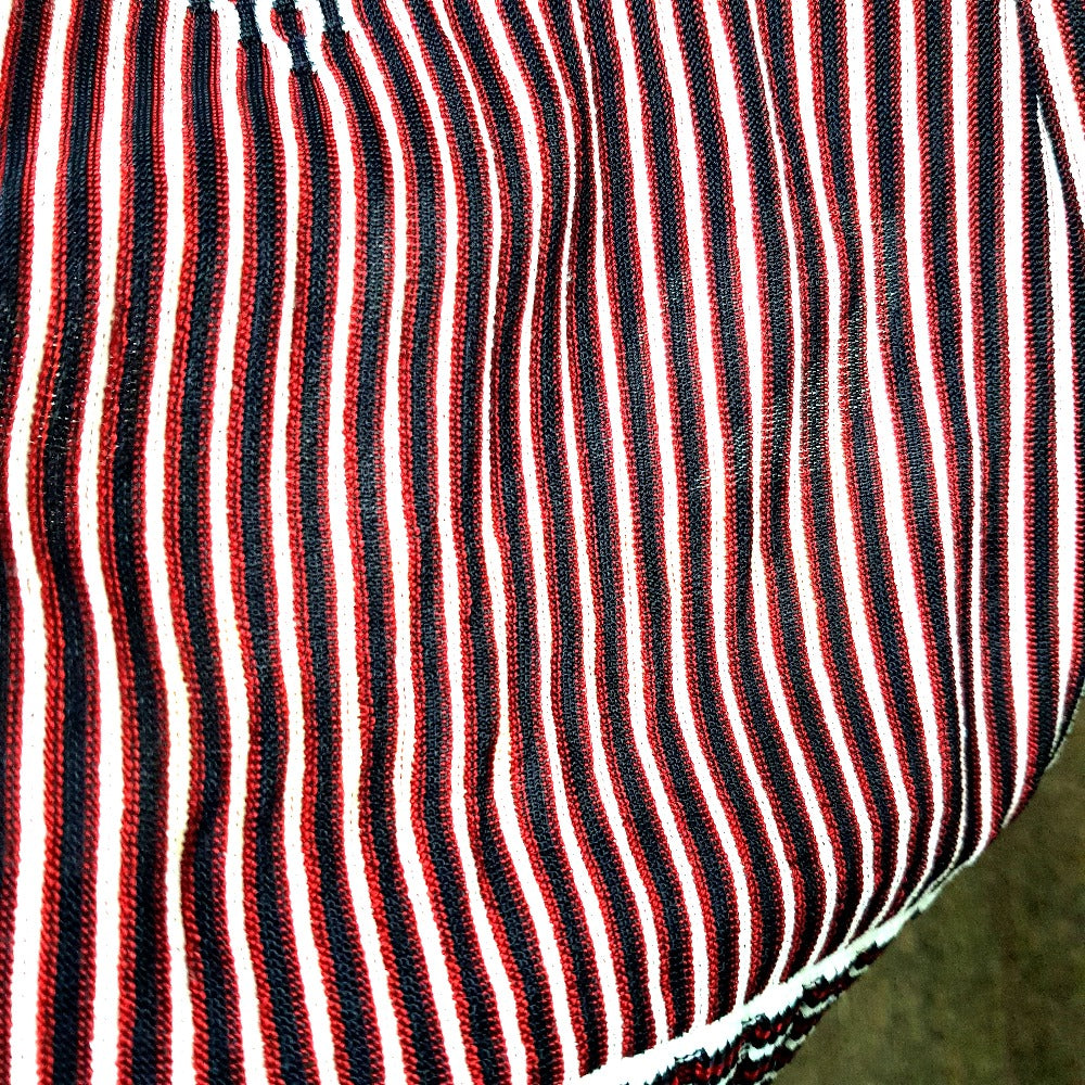CHANEL P47925 Striped Summer Dress, Sleeveless, Rayon, Women's, Black, Black x Red x White