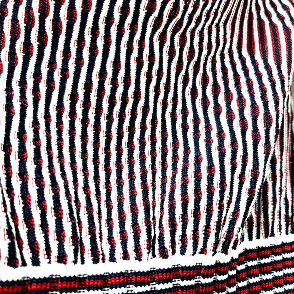 CHANEL P47925 Striped Summer Dress, Sleeveless, Rayon, Women's, Black, Black x Red x White