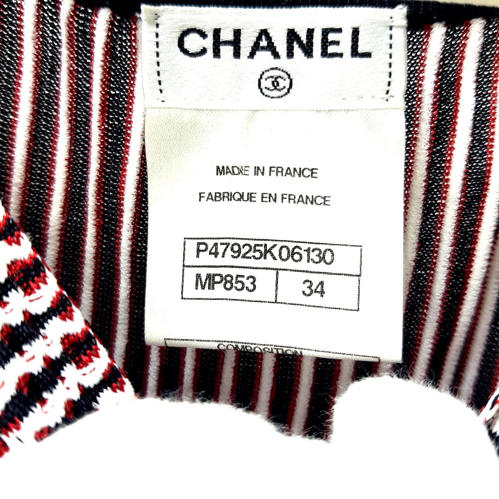 CHANEL P47925 Striped Summer Dress, Sleeveless, Rayon, Women's, Black, Black x Red x White
