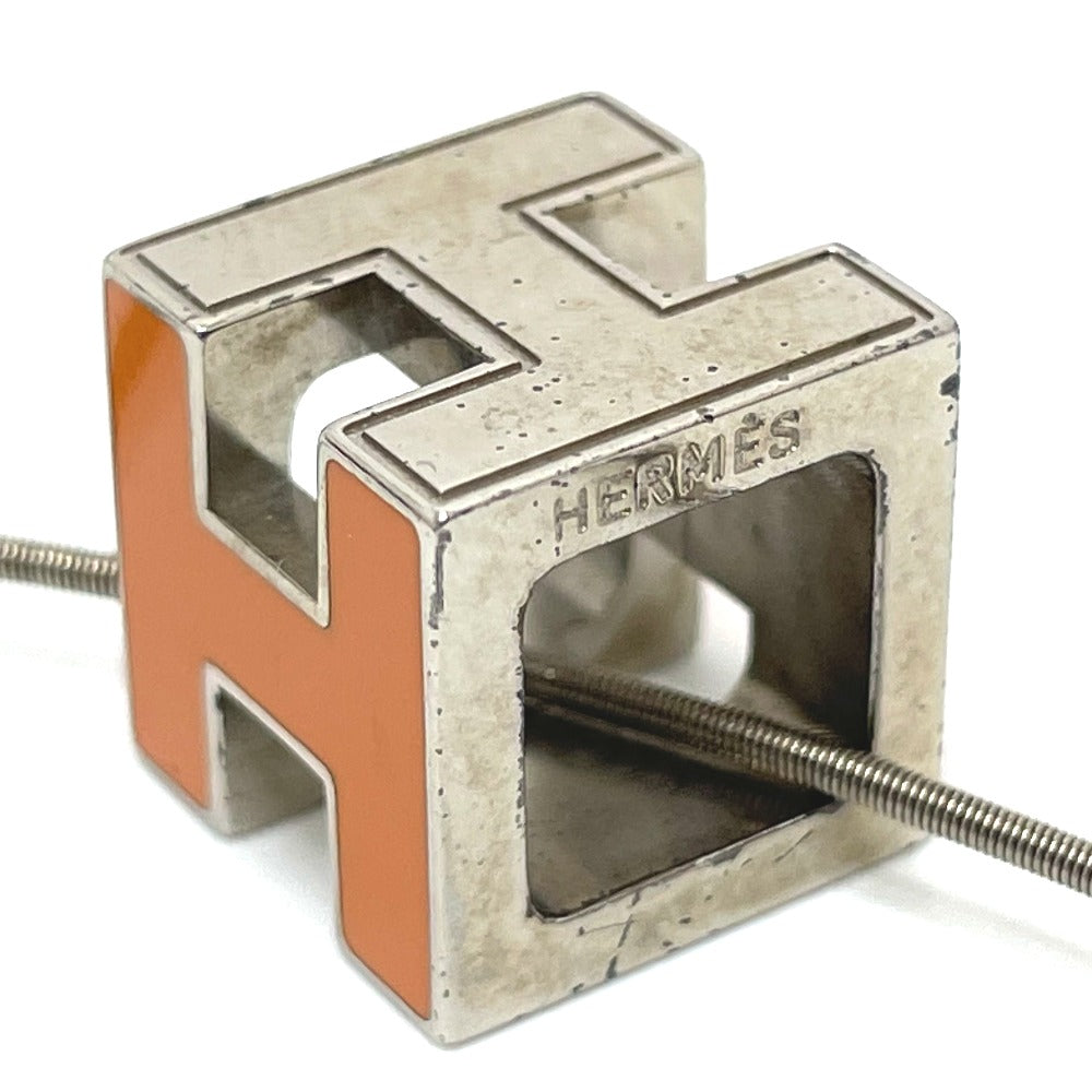 HERMES Hキューブ カージュドアッシュ ネックレス メタル レディース オレンジ×シルバー