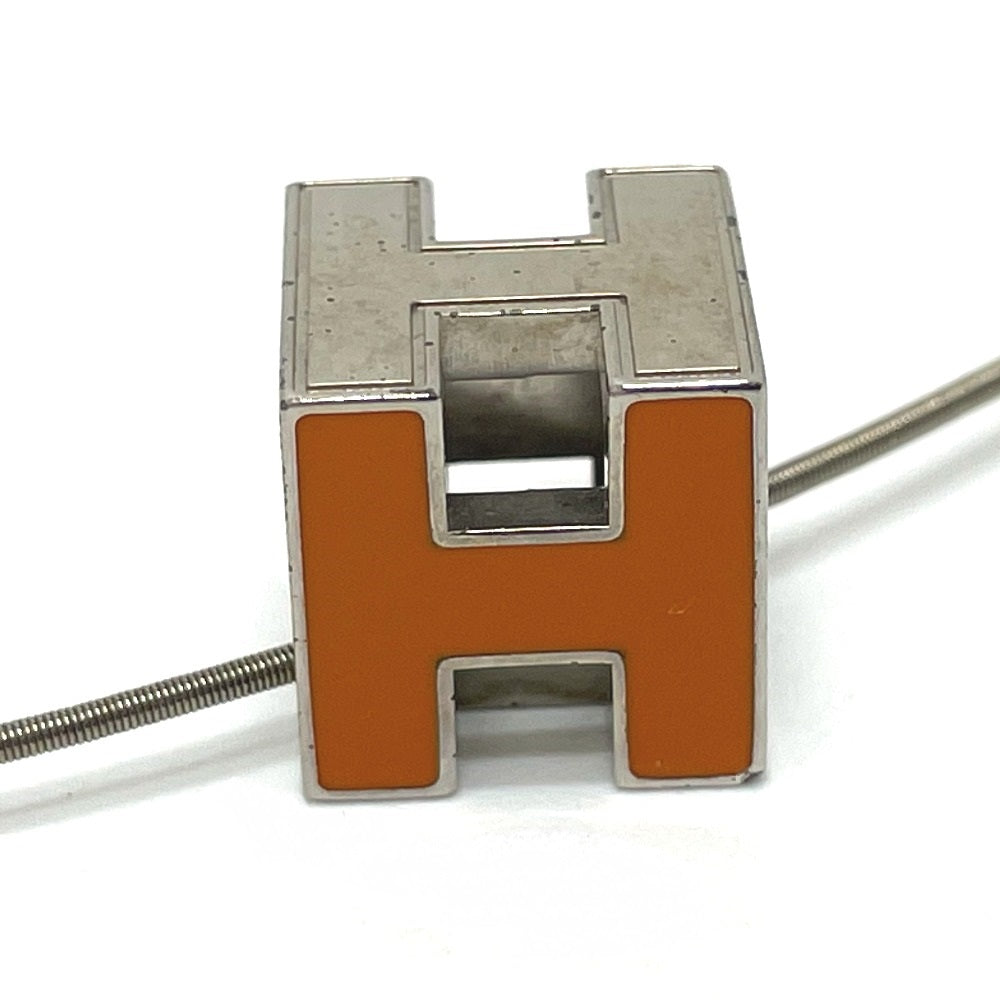 HERMES Hキューブ カージュドアッシュ ネックレス メタル レディース オレンジ×シルバー