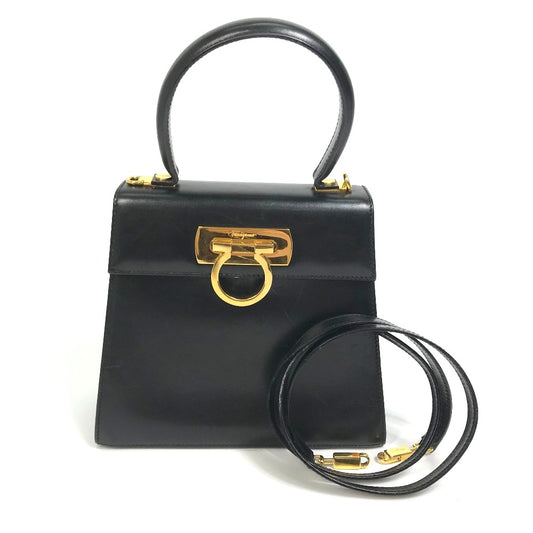 Salvatore Ferragamo 肩掛け ガンチーニ カバン 2WAY ショルダーバッグ ショルダーバッグ レザー レディース ブラック