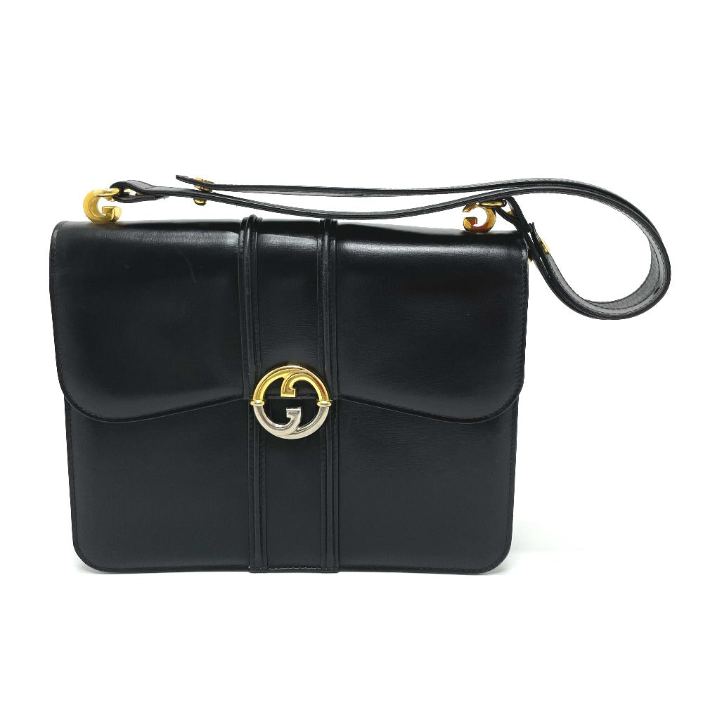 GUCCI GG Metal Old Gucci Bag Shoulder Bag One-Shoulder Bag Vintage Shoulder Bag Leather Women's Black