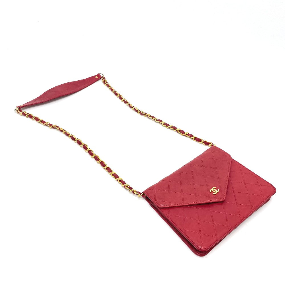 CHANEL Bicolor Coco Mark Chain Shoulder Bag in Lambskin, Red