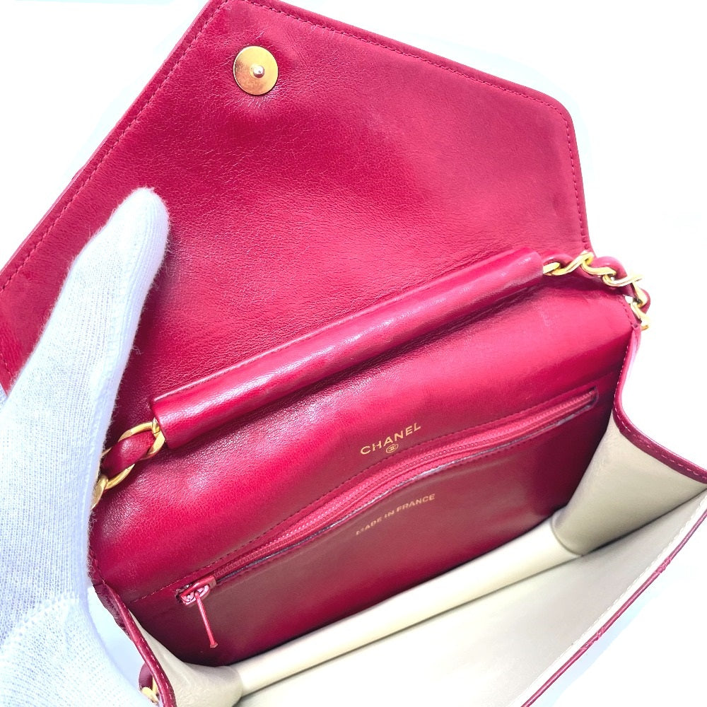 CHANEL Bicolor Coco Mark Chain Shoulder Bag in Lambskin, Red