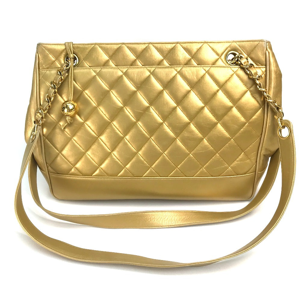 CHANEL Coco Ball Matelasse Chain Tote Shoulder Bag in Lambskin with Gold Hardware