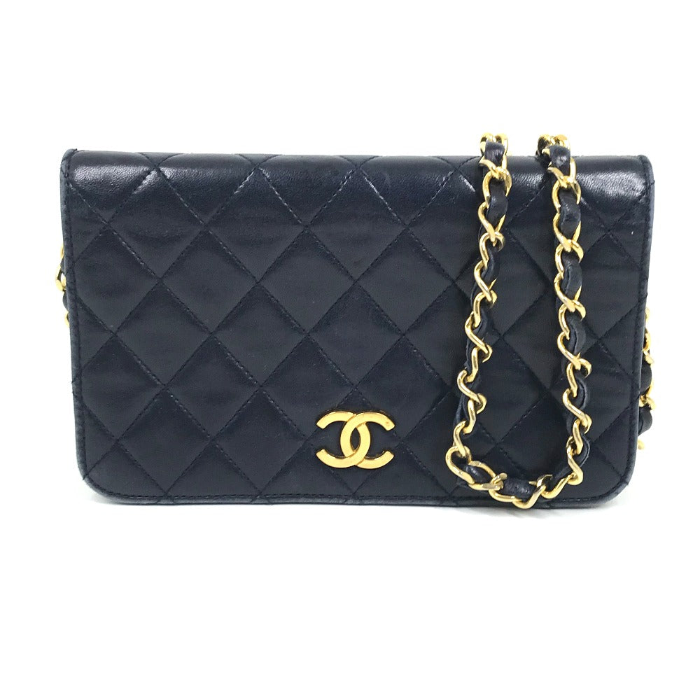 CHANEL CC Coco Mark Matelasse/Shoulder Bag, Chain Shoulder Bag, Lambskin, Women's, Navy