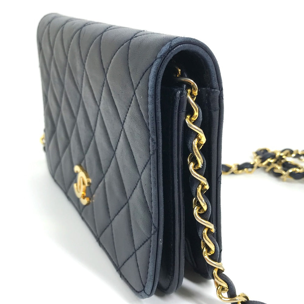 CHANEL CC Coco Mark Matelasse/Shoulder Bag, Chain Shoulder Bag, Lambskin, Women's, Navy
