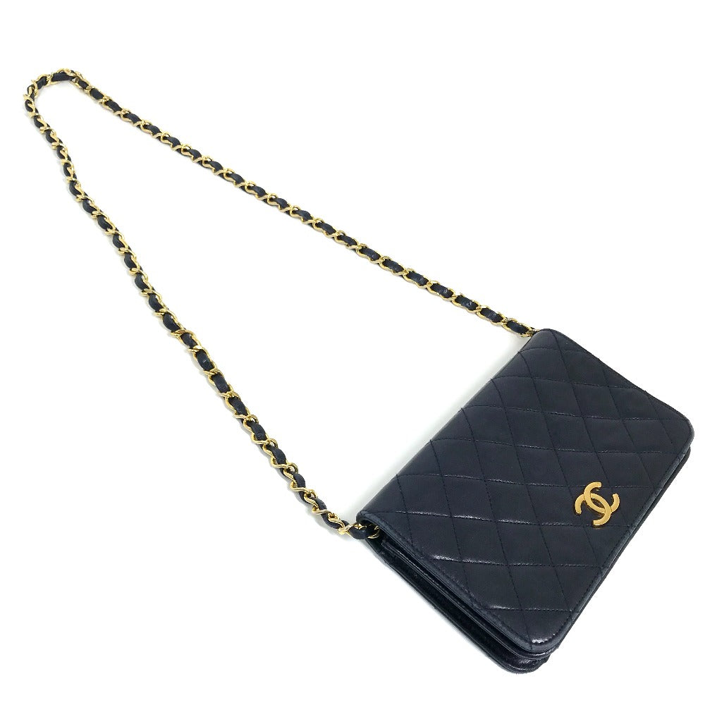 CHANEL CC Coco Mark Matelasse/Shoulder Bag, Chain Shoulder Bag, Lambskin, Women's, Navy