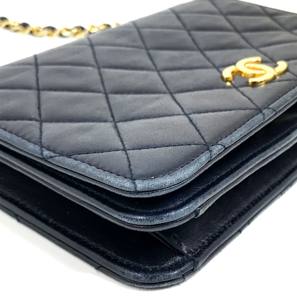 CHANEL CC Coco Mark Matelasse/Shoulder Bag, Chain Shoulder Bag, Lambskin, Women's, Navy