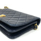 CHANEL CC Coco Mark Matelasse/Shoulder Bag, Chain Shoulder Bag, Lambskin, Women's, Navy