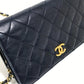 CHANEL CC Coco Mark Matelasse/Shoulder Bag, Chain Shoulder Bag, Lambskin, Women's, Navy