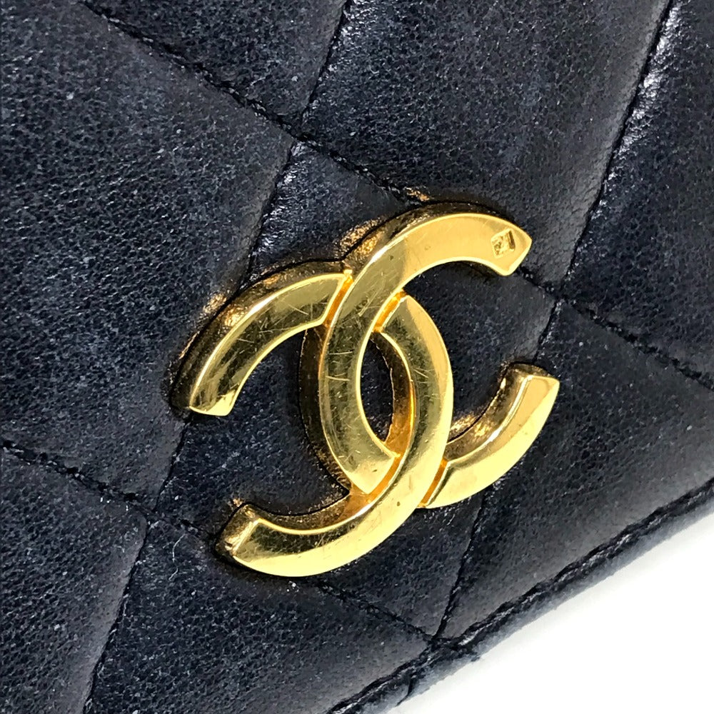 CHANEL CC Coco Mark Matelasse/Shoulder Bag, Chain Shoulder Bag, Lambskin, Women's, Navy