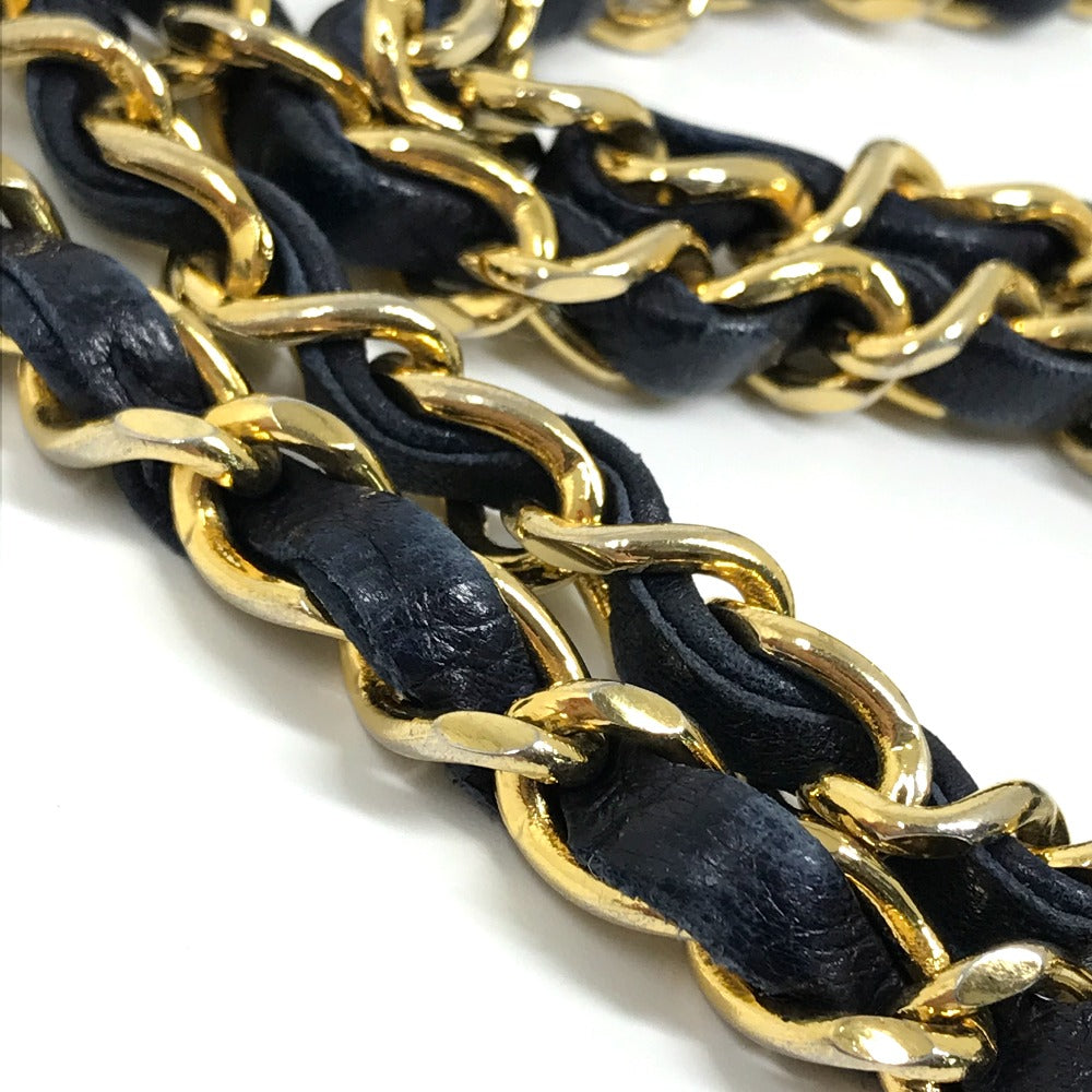 CHANEL CC Coco Mark Matelasse/Shoulder Bag, Chain Shoulder Bag, Lambskin, Women's, Navy